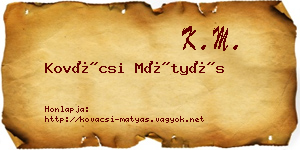 Kovácsi Mátyás névjegykártya